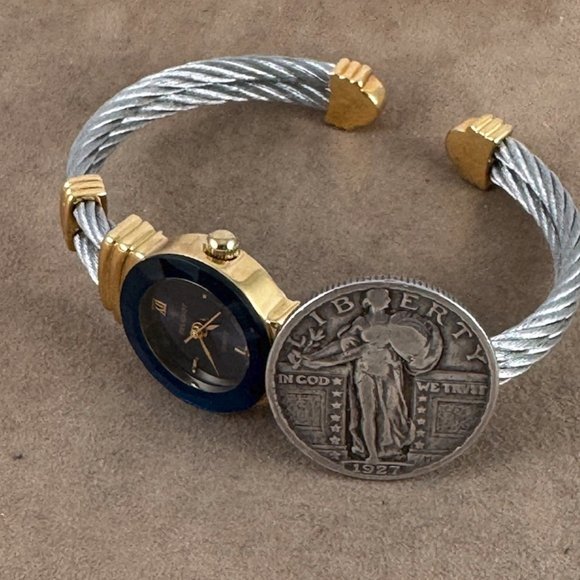Vintage Peugeot Stainless Steel Cable and Gold Watch main image 6